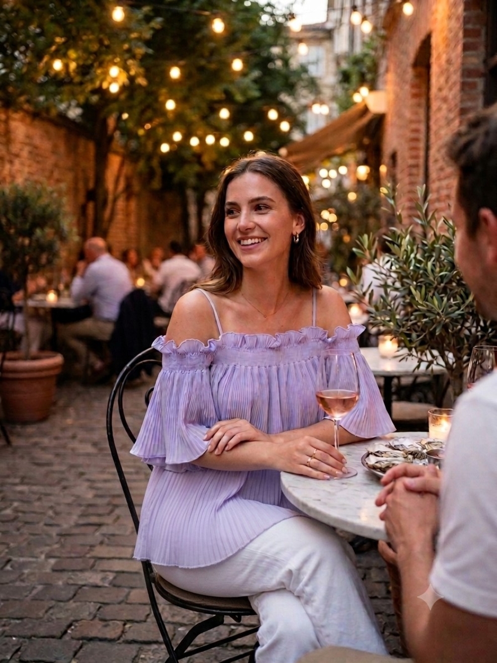 Endless Rose Lavender Off-Shoulder Pleated Camisole